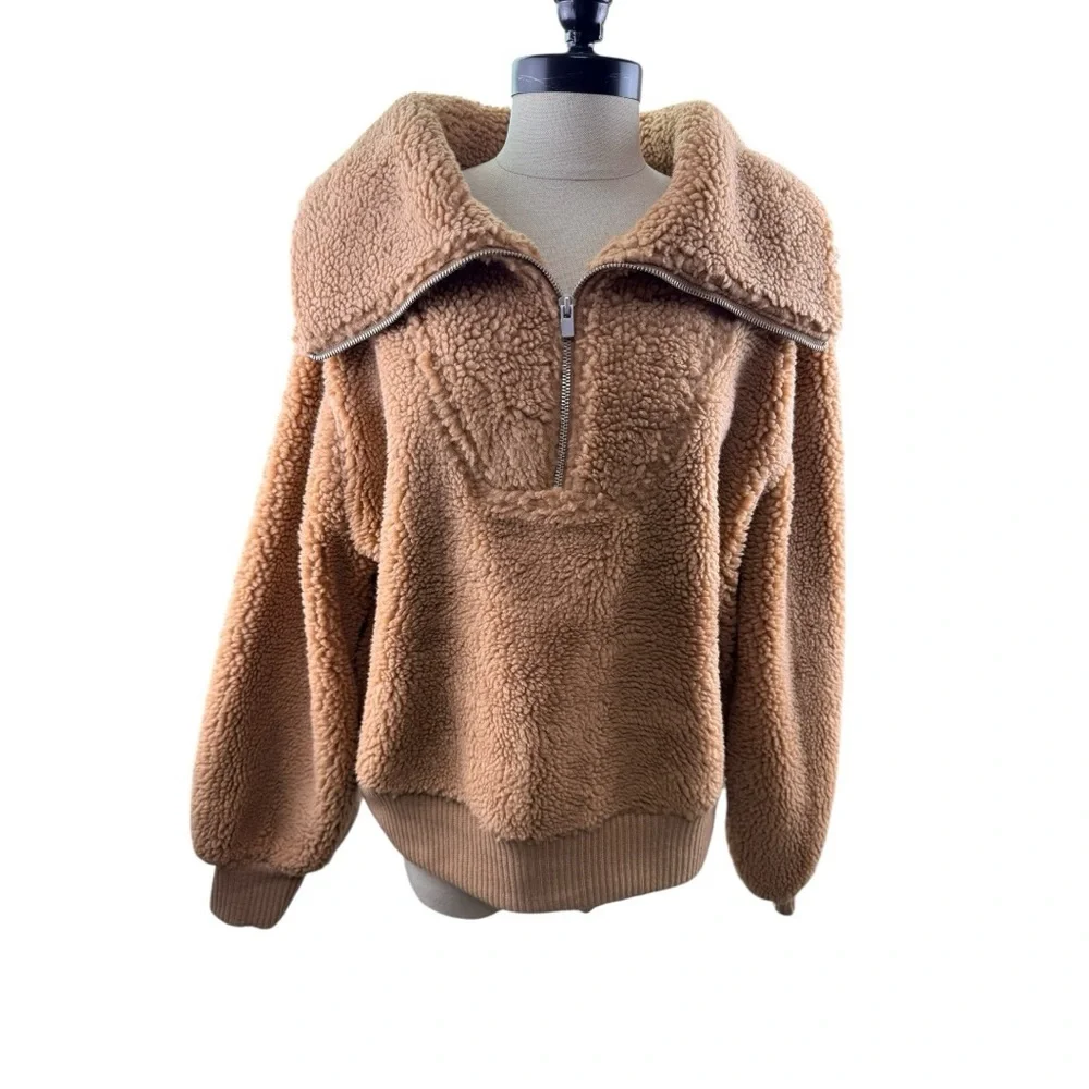 Express Tan Teddy Jacket - Picture 1 of 5